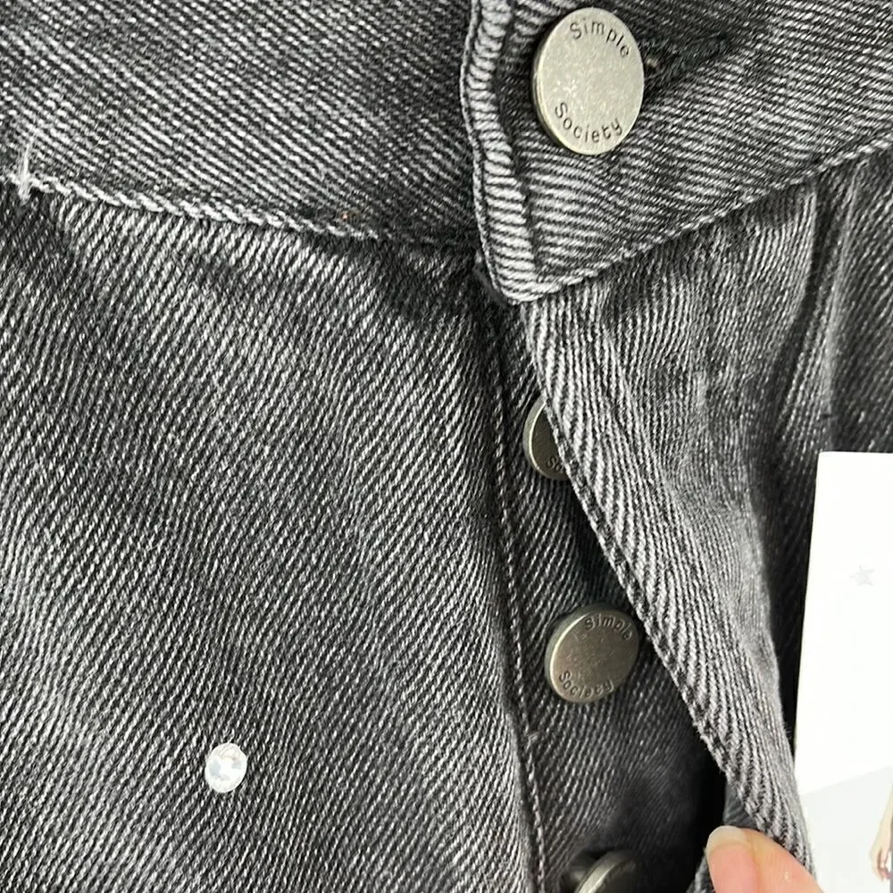 Simple Society distressed super high rise button fly raw hem jeans NEW NWT 9 29
